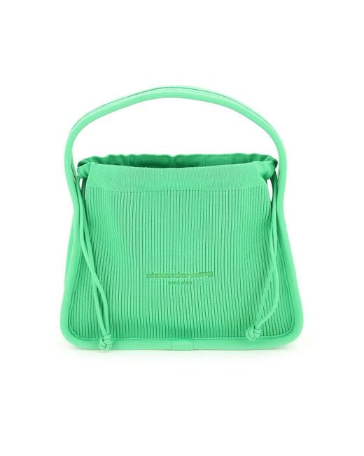 Alexander Wang Green Rib-knit Ryan Small Handbag