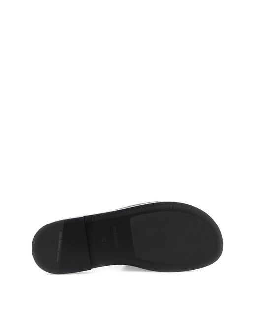 Dolce & Gabbana Black Leather Sliders With Logo for men