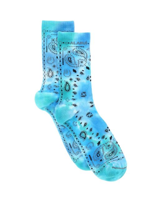 Alanui Blue Bandana Print Socks