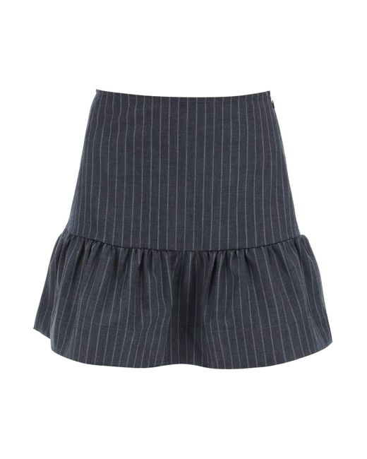 Ganni Black Striped Recycled-polyester-blend Mini Skirt
