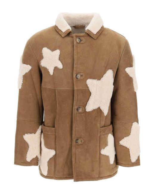 Sky High Farm Brown Star Shearling Jacket for men