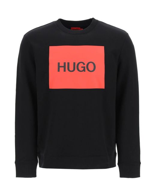 HUGO Black Duragol Logo Box Sweatshirt for men