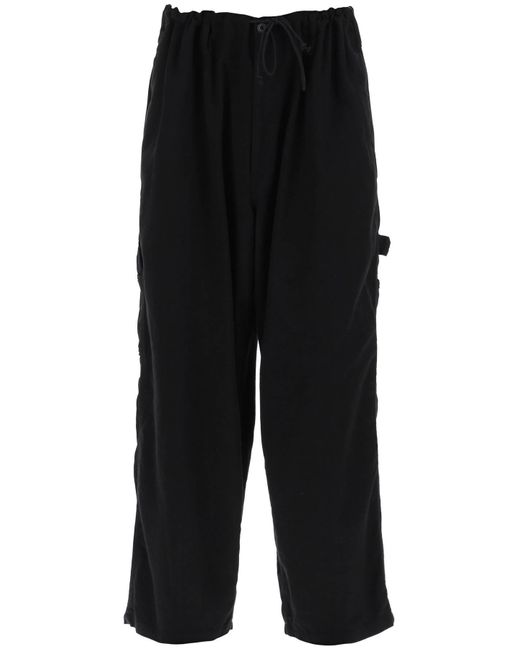 Yohji Yamamoto Black Oversized Drawstring Pants for men