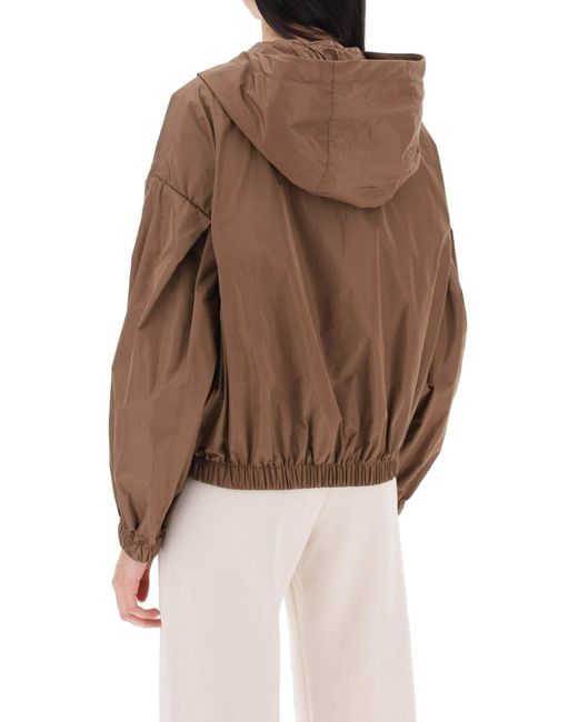 Max Mara The Cube Brown Technical Taffeta Hooded Jacket