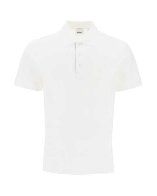 Burberry White Eddie Organic Pique Polo Shirt for men