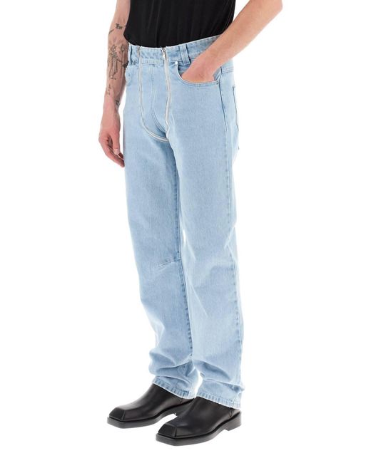 GmbH Blue Straight Leg Jeans With Double Zipper for men