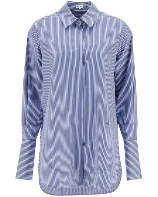 Loewe Blue Cotton Striped Shirt