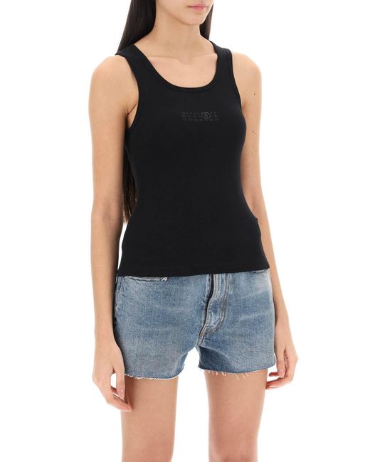 MM6 by Maison Martin Margiela Black Tank Top With Numeric Logo