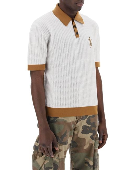 Amiri White Polo Shirt With Contrasting Edges And Embroidered Logo for men
