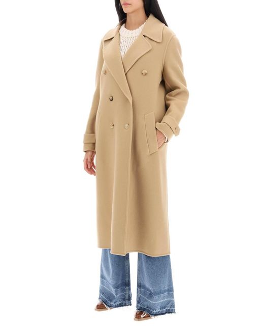 Chloé Natural Chloe' Wool And Cashmere Double-Breasted Coat