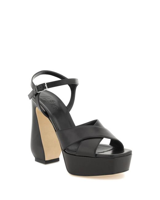 SI ROSSI Black Leather '' Sandals