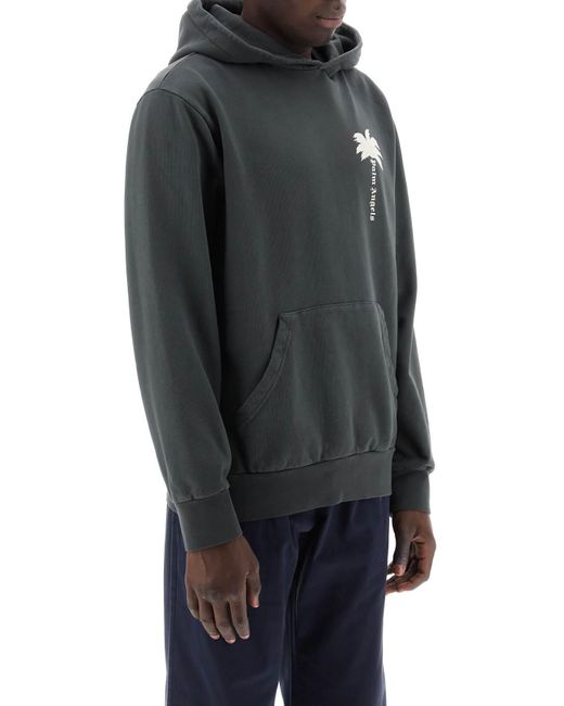 Palm Angels Gray The Palm Hooded Sweatshirt With for men