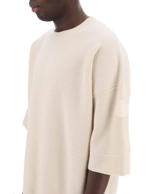 MONCLER X ROC NATION White Short-Sleeved Wool Sweater for men