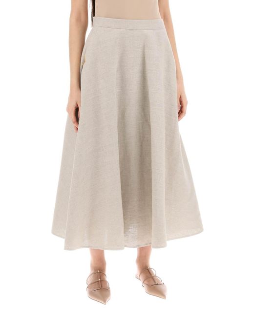 Valentino Garavani Natural Linen Canvas Skirt For Women