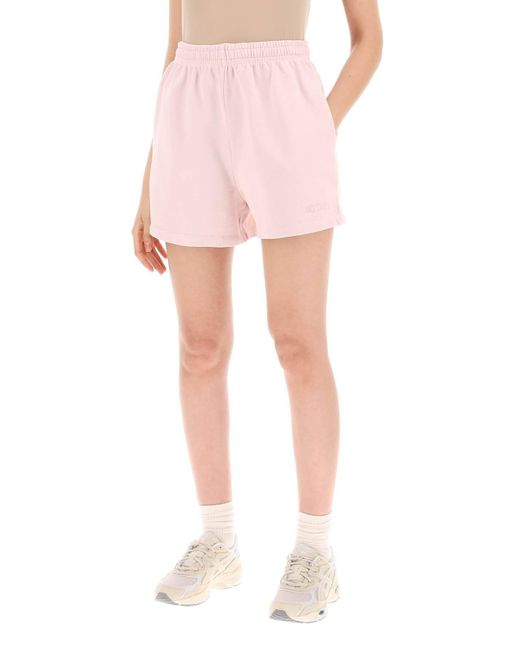 ROTATE BIRGER CHRISTENSEN Pink Organic Cotton Sports Shorts For