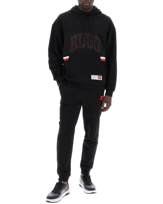 HUGO Black Relaxed Fit Hoodie Sweatshirt With for men
