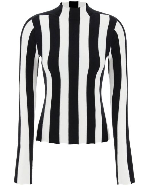 Interior Black Ridley Striped Funnel-neck Sweater