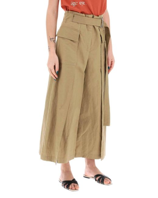 Weekend by Maxmara Natural Flared Linen And Cotton Trousers