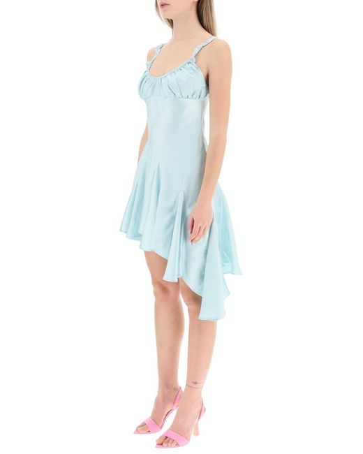Collina Strada Blue 'Ivy' Asymmetric Satin Dress
