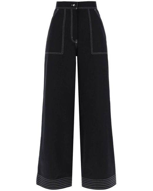 Max Mara Black Wide-Legged Oboli Workwear Pants With