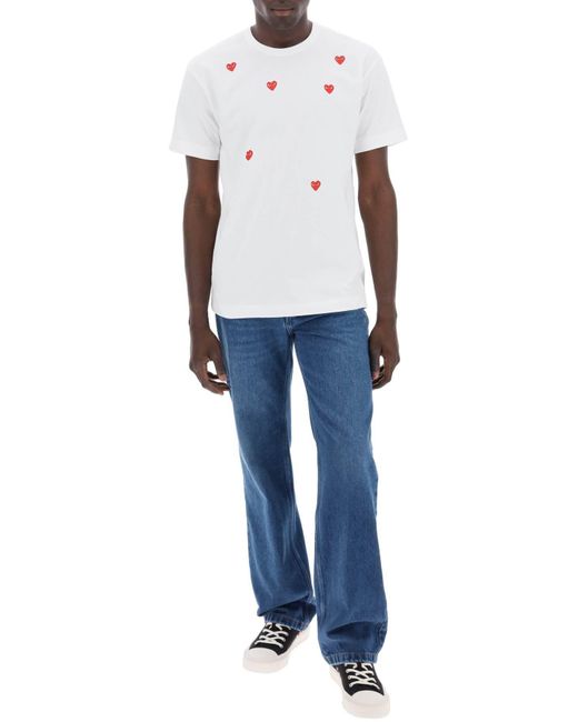 COMME DES GARÇONS PLAY White "Round-Neck T-Shirt With Heart Pattern for men