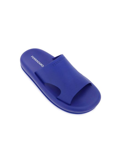 Ferragamo Purple Cut-Out Slides for men