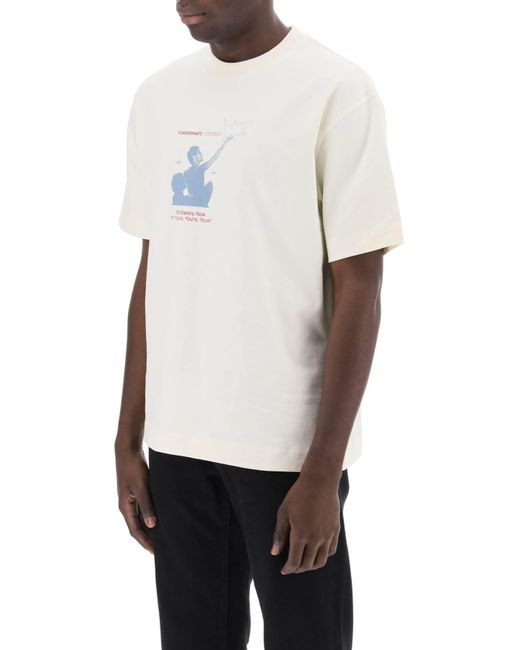 T Shirt Con Stampa Grafica di Closed in White da Uomo