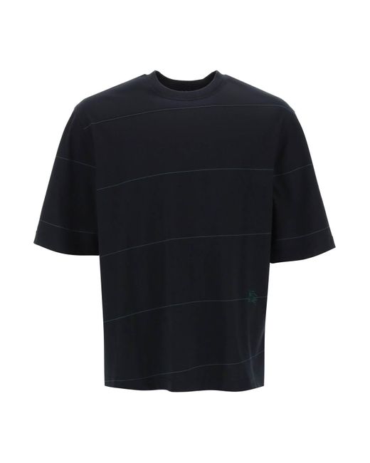 Burberry Striped T-shirt With Ekd Embroidery in Black for Men | Lyst UK