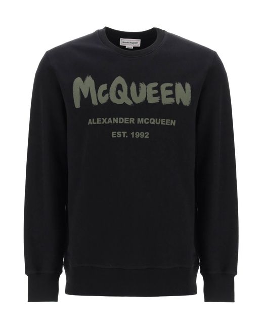Alexander McQueen Black Mcqueen Graffiti Sweatshirt for men