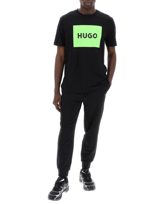T Shirt Dulive Con Box Logo di HUGO in Green da Uomo