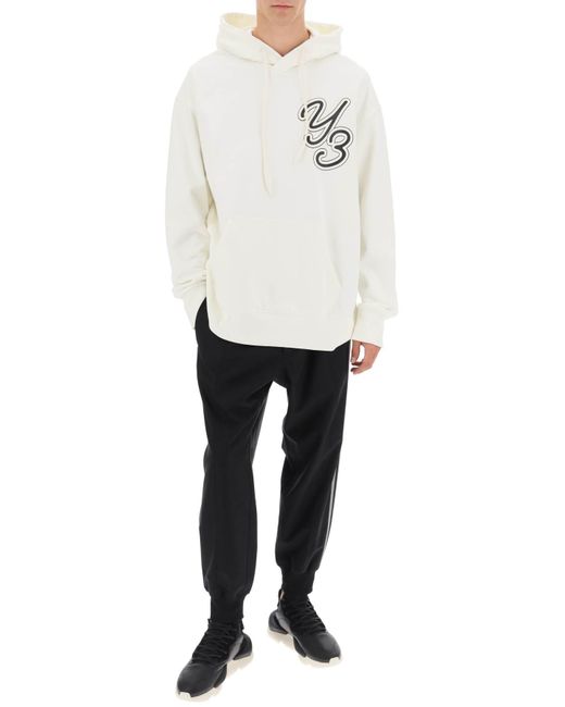 Y-3 White Hoodie With Logo Print for men