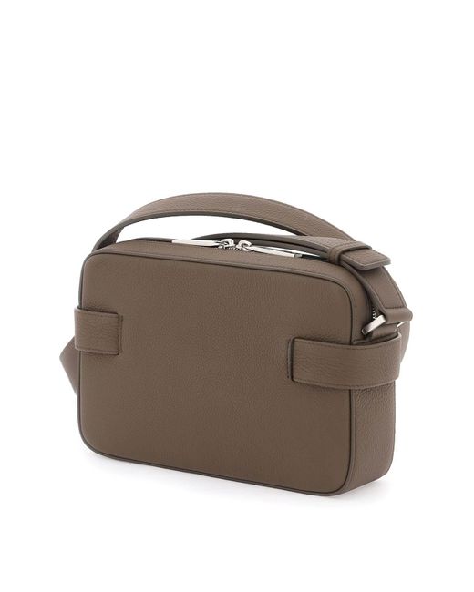 Ferragamo Brown Smooth Leather Camera Bag for men