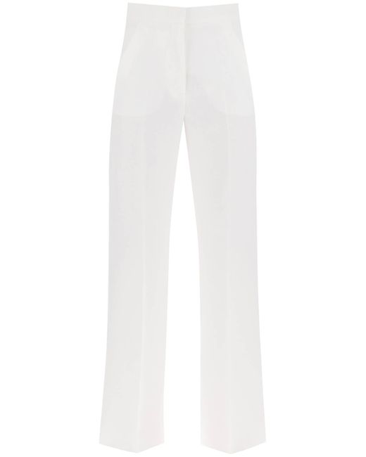 Max Mara White 'Hangar' Wide Leg Linen Pants