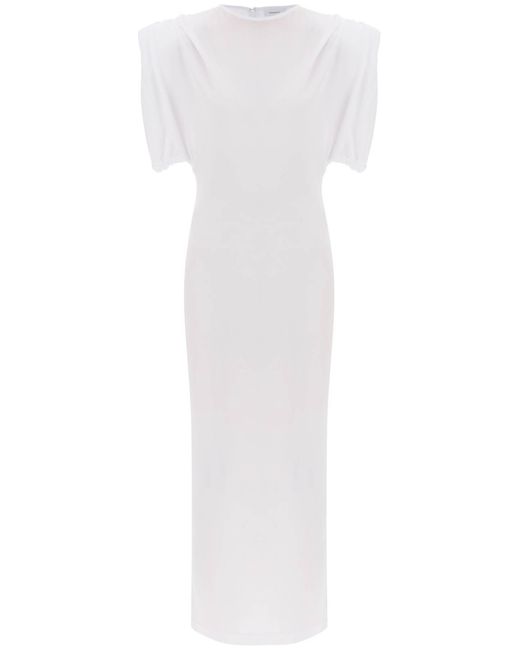Wardrobe NYC White Midi Sheath Dress With Structured Shoulders