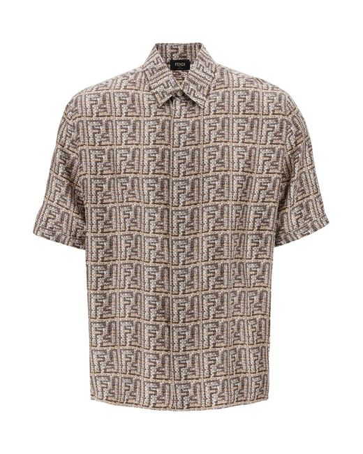 Fendi Multicolor Short-sleeved Silk Shirt With Ff for men