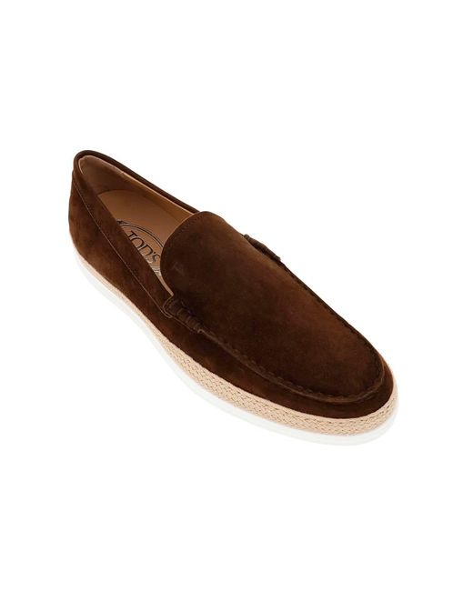 Tod's Brown Suede Slip-on With Rafia Insert for men