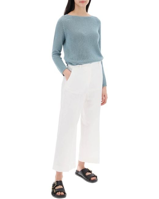 Weekend by Maxmara White Trousers With Zirconia Embell
