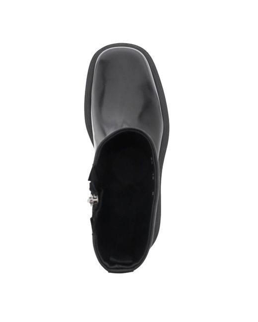 Ferragamo Black Leather Zippered Boots for men