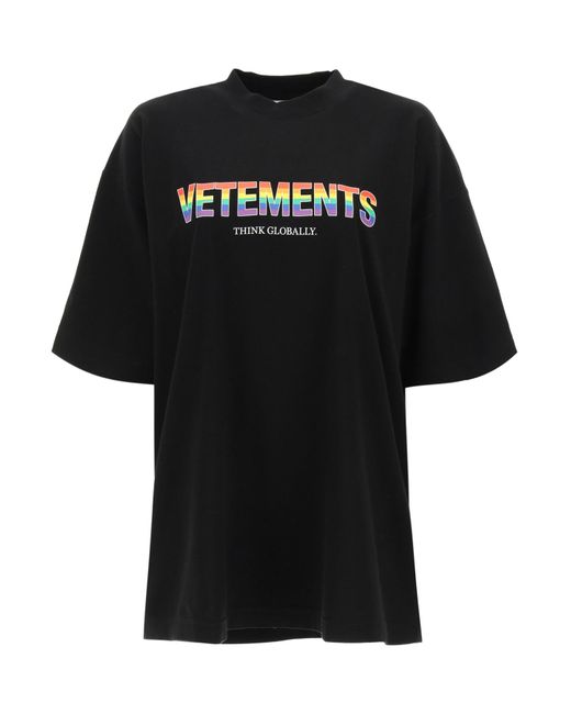 Vetements Rainbow Logo T-shirt in Black | Lyst