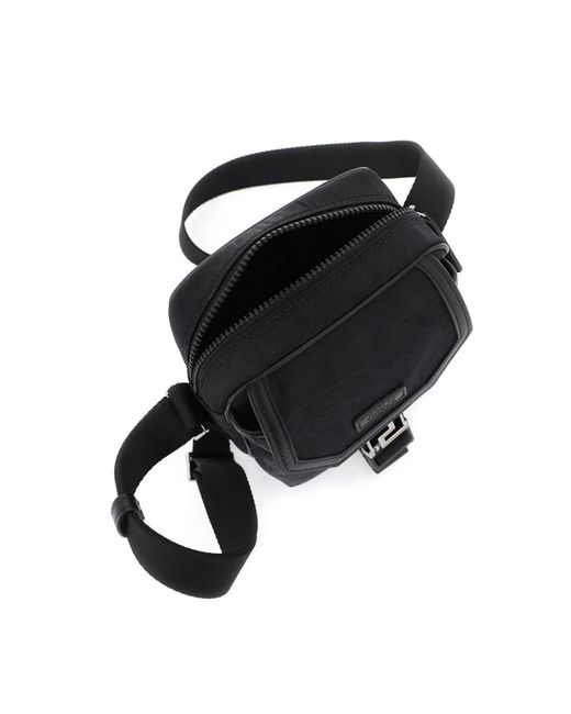 Versace Black Nylon Messenger Bag for men
