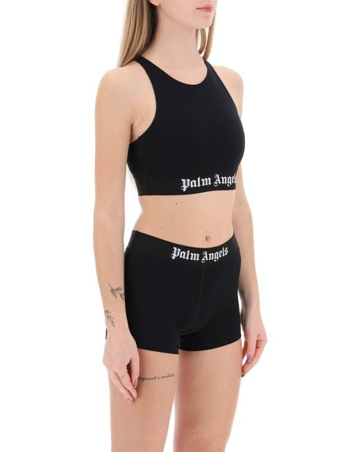 Palm Angels Black "Sport Bra With Branded Band"