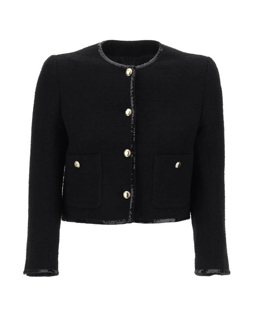 Miu Miu Black Tweed Jacket With Sequined Trims