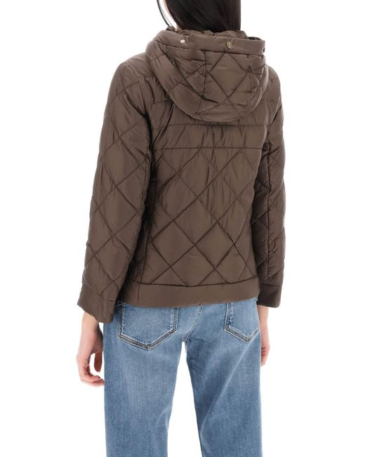 Max Mara The Cube Brown Water-proof Canvas Reversible Down Jacket