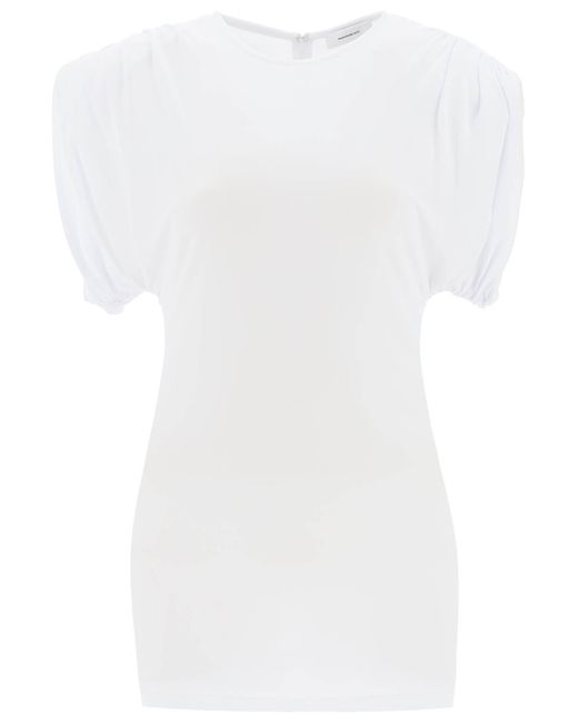 Wardrobe NYC White Mini Sheath Dress With Structured Shoulders