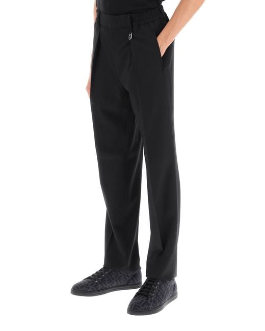 Fendi Loose fit Tapered Pants in Black for Men Lyst UK