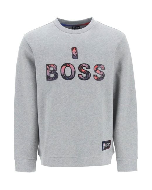 BOSS by Hugo Boss Gray X Nba Double Logo Sweatshirt for men