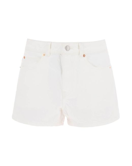 Alexander Wang White Denim Shorts With Embroidered Intaglio Design