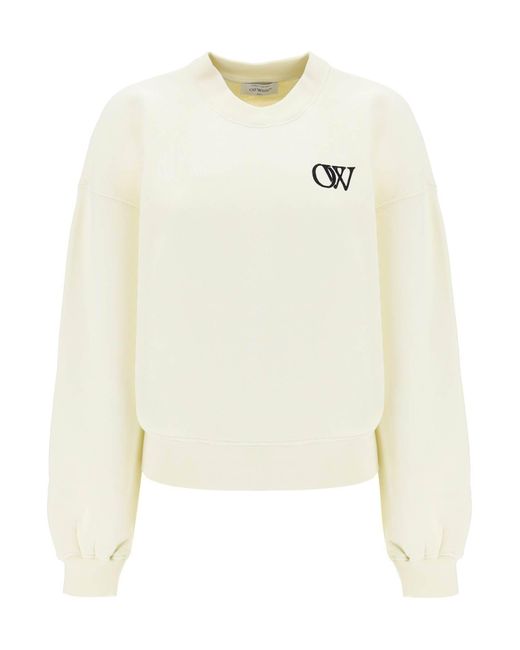 Off-White c/o Virgil Abloh White Off- Crew-Neck Sweatshirt With Flocked Logo