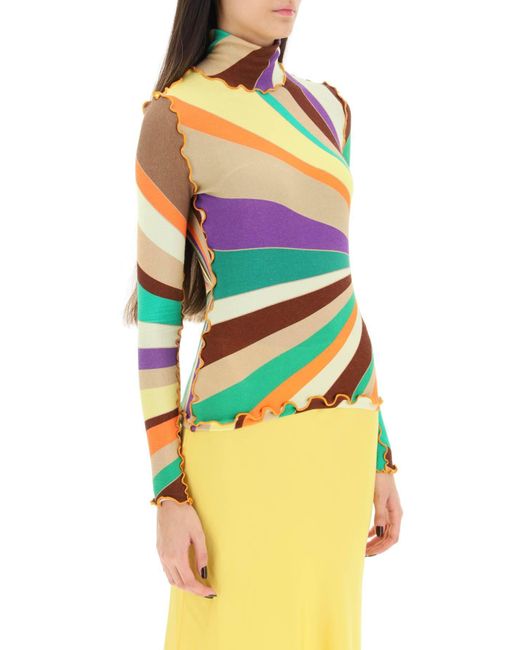 Siedres Multicolored Turtleneck Sweater With Gathered Stitching