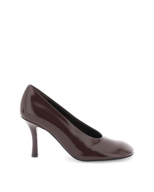 Burberry Brown Glossy Leather Baby Pumps